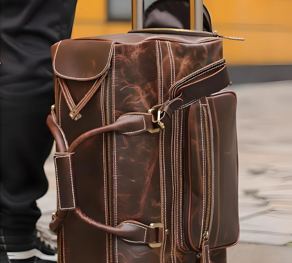 leather travel carry on bag