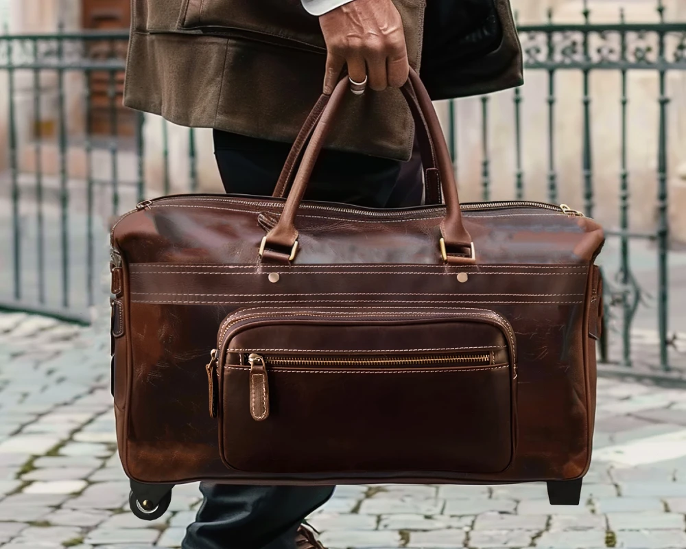 leather mens carry on bag